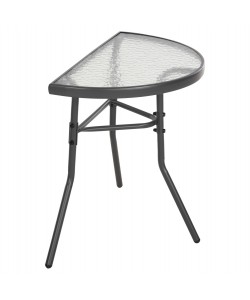 ΤΡΑΠΕΖΙ ΗΜΙΚΥΚΛΙΚΟ LIMA HM5967.01 ΜΕΤΑΛΛΙΚΟ ΓΚΡΙ ΜΕ ΓΥΑΛΙΝΟ TOP 70x40x64,5Υεκ.