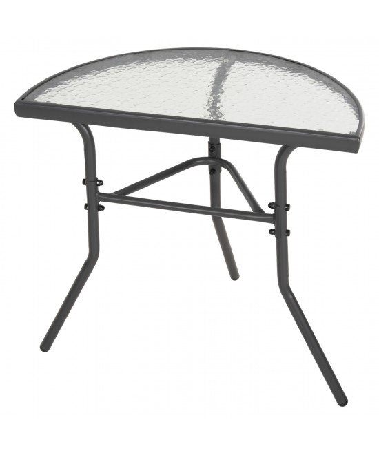 ΤΡΑΠΕΖΙ ΗΜΙΚΥΚΛΙΚΟ LIMA HM5967.01 ΜΕΤΑΛΛΙΚΟ ΓΚΡΙ ΜΕ ΓΥΑΛΙΝΟ TOP 70x40x64,5Υεκ.