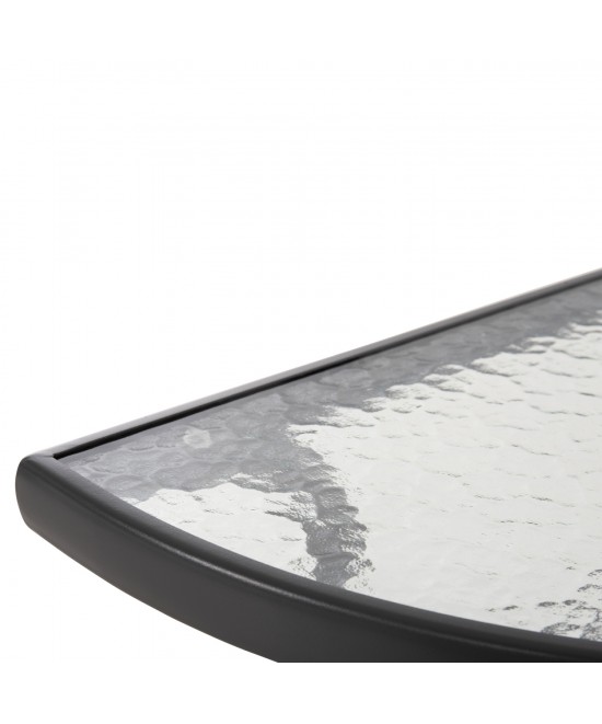 ΤΡΑΠΕΖΙ ΗΜΙΚΥΚΛΙΚΟ LIMA HM5967.01 ΜΕΤΑΛΛΙΚΟ ΓΚΡΙ ΜΕ ΓΥΑΛΙΝΟ TOP 70x40x64,5Υεκ.