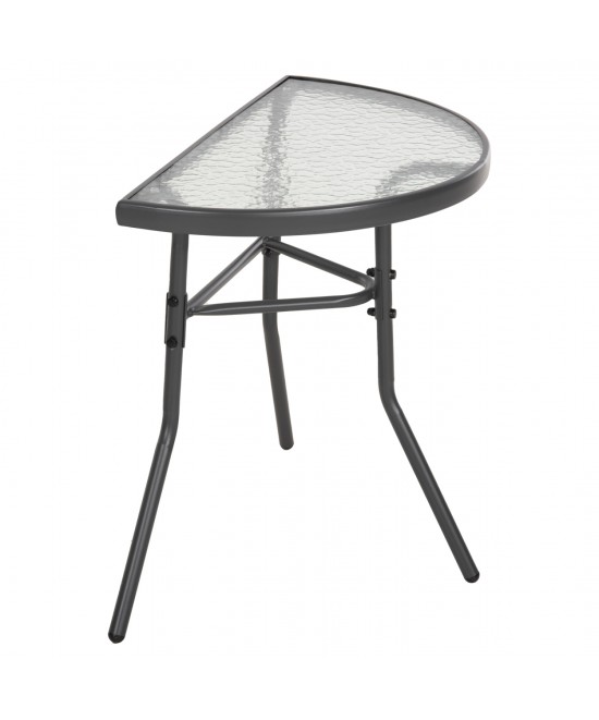 ΤΡΑΠΕΖΙ ΗΜΙΚΥΚΛΙΚΟ LIMA HM5967.01 ΜΕΤΑΛΛΙΚΟ ΓΚΡΙ ΜΕ ΓΥΑΛΙΝΟ TOP 70x40x64,5Υεκ.