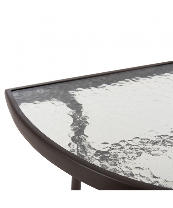 ΤΡΑΠΕΖΙ ΗΜΙΚΥΚΛΙΚΟ LIMA HM5967.02 ΜΕΤΑΛΛΙΚΟ ΚΑΦΕ ΜΕ ΓΥΑΛΙΝΟ TOP 70x40x64,5Υεκ.