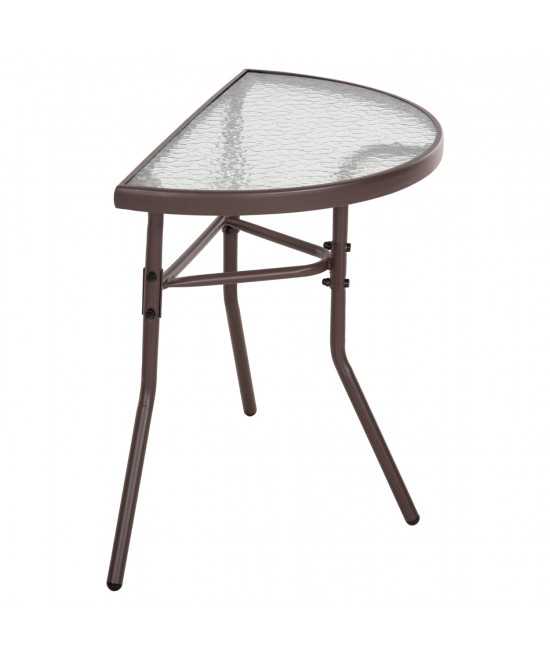 ΤΡΑΠΕΖΙ ΗΜΙΚΥΚΛΙΚΟ LIMA HM5967.02 ΜΕΤΑΛΛΙΚΟ ΚΑΦΕ ΜΕ ΓΥΑΛΙΝΟ TOP 70x40x64,5Υεκ.