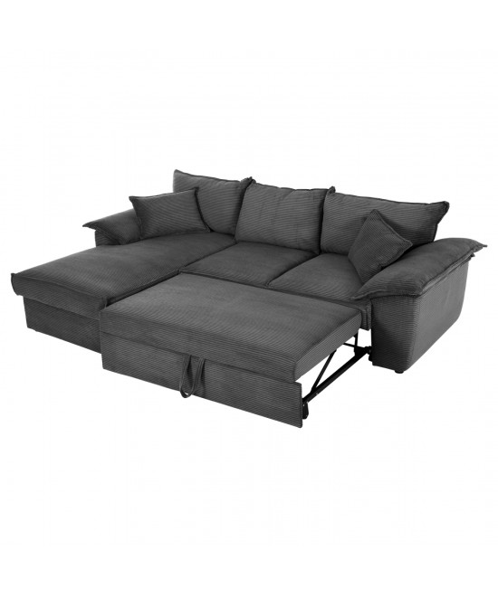 ΚΑΝΑΠΕΣ-ΚΡΕΒΑΤΙ-ΑΡΙΣΤ.ΓΩΝΙΑ ΜΕ ΑΠΟΘ.ΧΩΡΟ ALDO HM3276.02L ΑΝΘΡΑΚΙ ΥΦΑΣΜΑ 256x159x87Υεκ