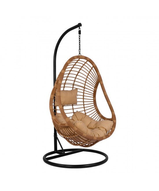ΚΡΕΜΑΣΤΗ ΠΟΛΥΘΡΟΝΑ ΦΩΛΙΑ CALLIE HM5541.01 ΜΕ WICKER & ΜΑΞΙΛΑΡΙΑ ΜΠΕΖ Φ95Χ195Υ εκ.