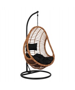 ΚΡΕΜΑΣΤΗ ΠΟΛΥΘΡΟΝΑ ΦΩΛΙΑ CALLIE HM5541.04 ΜΕ ΜΠΕΖ WICKER & ΜΑΥΡΑ ΜΑΞΙΛΑΡΙΑ Φ105Χ195Υ εκ.