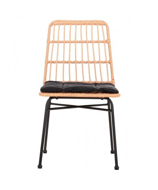 ΚΑΡΕΚΛΑ ALLEGRA HM5705.11 ΜΑΥΡΗ ΜΕΤΑΛΛΙΚΗ ΜΕ ΜΑΞΙΛΑΡΙ-WICKER ΜΠΕΖ 46,5x50x85Υεκ.