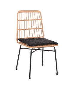 ΚΑΡΕΚΛΑ ALLEGRA HM5705.11 ΜΑΥΡΗ ΜΕΤΑΛΛΙΚΗ ΜΕ ΜΑΞΙΛΑΡΙ-WICKER ΜΠΕΖ 46,5x50x85Υεκ.