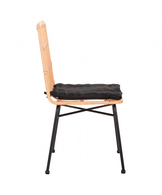 ΚΑΡΕΚΛΑ ALLEGRA HM5705.11 ΜΑΥΡΗ ΜΕΤΑΛΛΙΚΗ ΜΕ ΜΑΞΙΛΑΡΙ-WICKER ΜΠΕΖ 46,5x50x85Υεκ.