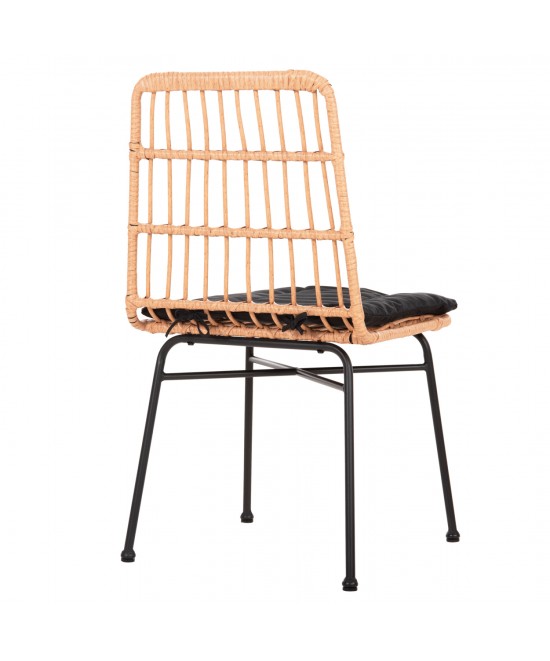 ΚΑΡΕΚΛΑ ALLEGRA HM5705.11 ΜΑΥΡΗ ΜΕΤΑΛΛΙΚΗ ΜΕ ΜΑΞΙΛΑΡΙ-WICKER ΜΠΕΖ 46,5x50x85Υεκ.