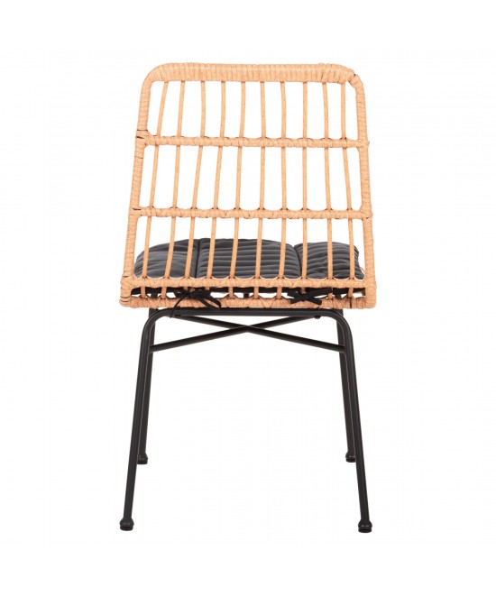 ΚΑΡΕΚΛΑ ALLEGRA HM5705.11 ΜΑΥΡΗ ΜΕΤΑΛΛΙΚΗ ΜΕ ΜΑΞΙΛΑΡΙ-WICKER ΜΠΕΖ 46,5x50x85Υεκ.