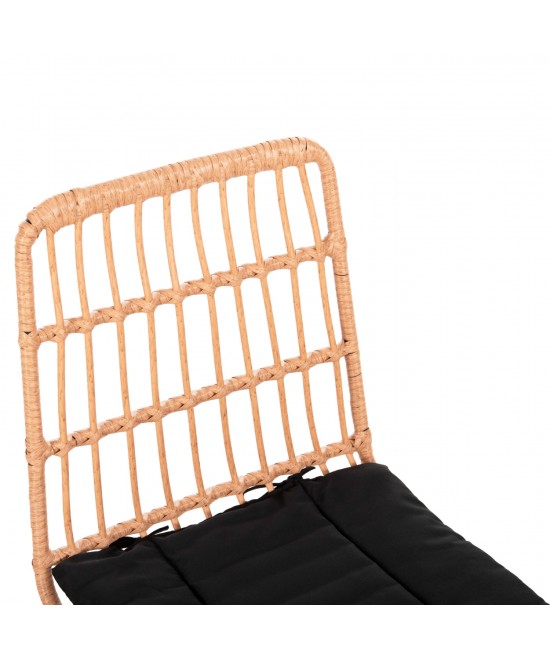 ΚΑΡΕΚΛΑ ALLEGRA HM5705.11 ΜΑΥΡΗ ΜΕΤΑΛΛΙΚΗ ΜΕ ΜΑΞΙΛΑΡΙ-WICKER ΜΠΕΖ 46,5x50x85Υεκ.