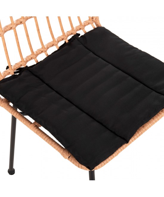ΚΑΡΕΚΛΑ ALLEGRA HM5705.11 ΜΑΥΡΗ ΜΕΤΑΛΛΙΚΗ ΜΕ ΜΑΞΙΛΑΡΙ-WICKER ΜΠΕΖ 46,5x50x85Υεκ.