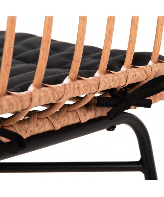 ΚΑΡΕΚΛΑ ALLEGRA HM5705.11 ΜΑΥΡΗ ΜΕΤΑΛΛΙΚΗ ΜΕ ΜΑΞΙΛΑΡΙ-WICKER ΜΠΕΖ 46,5x50x85Υεκ.