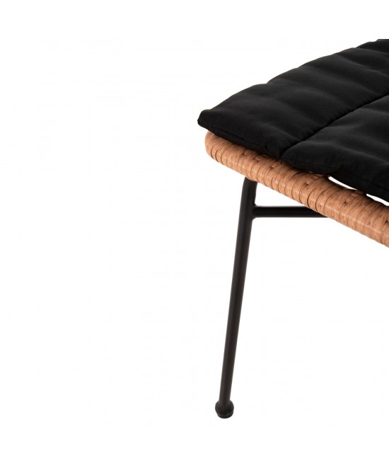 ΚΑΡΕΚΛΑ ALLEGRA HM5705.11 ΜΑΥΡΗ ΜΕΤΑΛΛΙΚΗ ΜΕ ΜΑΞΙΛΑΡΙ-WICKER ΜΠΕΖ 46,5x50x85Υεκ.