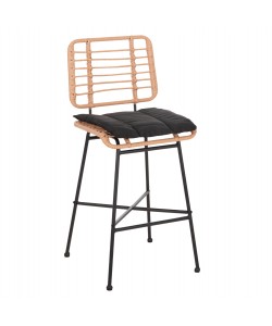 ΣΚΑΜΠΟ ΜΠΑΡ ΜΕΣ.ΥΨΟΥΣ ALLEGRA HM5709.11 ΜΕΤΑΛΛΟ&ΜΑΞΙΛΑΡΙ ΜΑΥΡΟ-WICKER ΜΠΕΖ 46x46x99Υεκ