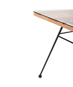 ΤΡΑΠΕΖΙ ΕΞ.ΧΩΡΟΥ ΧΑΜΗΛΟ ALLEGRA HM6076 ΜΑΥΡΟ ΜΕΤΑΛΛΟ-ΜΠΕΖ WICKER 95X55X51.5Yεκ.