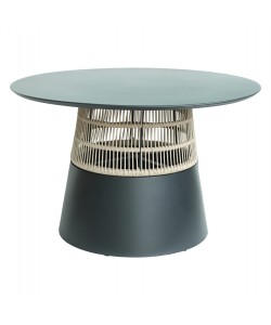 ΤΡΑΠΕΖΙ ΣΤΡΟΓΓΥΛΟ SAEID HM6106.01 ΑΝΘΡΑΚΙ ΑΛΟΥΜΙΝΙΟ-ΜΠΕΖ ΣΧΟΙΝΙ Φ120x75Υεκ.