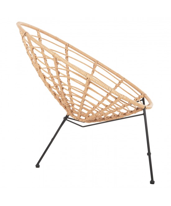 ΠΟΛΥΘΡΟΝΑ ΤΥΠΟΥ ΦΩΛΙΑ ΜΕΤΑΛΛΙΚΗ ALLEGRA HM5458.11 ΜΕ WICKER ΜΠΕΖ 73x78x88Υεκ.