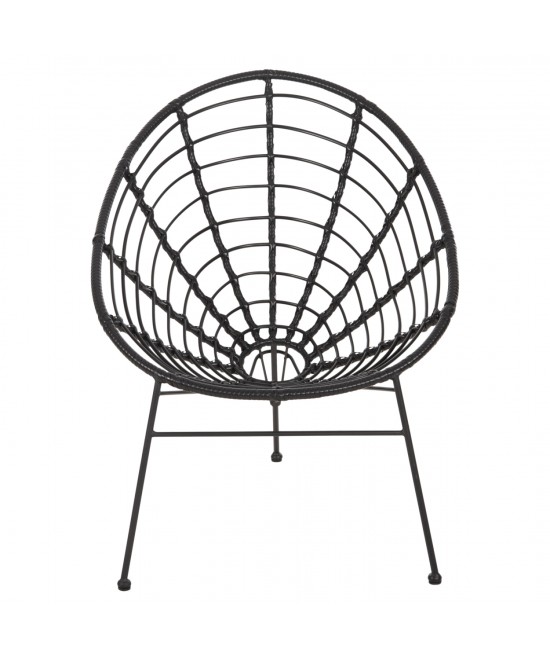 ΠΟΛΥΘΡΟΝΑ ΤΥΠΟΥ ΦΩΛΙΑ ΜΕΤΑΛΛΙΚΗ ALLEGRA HM5458.12 ΜΕ WICKER-ΜΑΥΡΟ 73x78x88Υεκ.