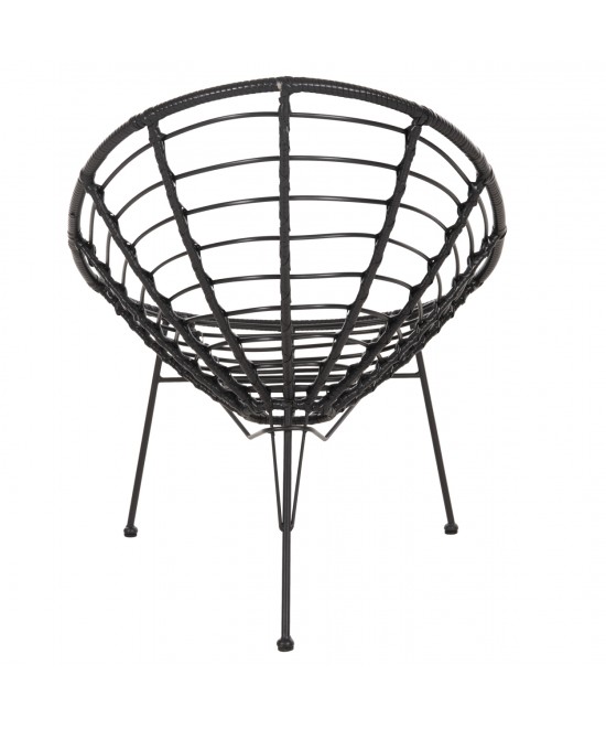 ΠΟΛΥΘΡΟΝΑ ΤΥΠΟΥ ΦΩΛΙΑ ΜΕΤΑΛΛΙΚΗ ALLEGRA HM5458.12 ΜΕ WICKER-ΜΑΥΡΟ 73x78x88Υεκ.