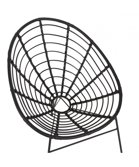 ΠΟΛΥΘΡΟΝΑ ΤΥΠΟΥ ΦΩΛΙΑ ΜΕΤΑΛΛΙΚΗ ALLEGRA HM5458.12 ΜΕ WICKER-ΜΑΥΡΟ 73x78x88Υεκ.