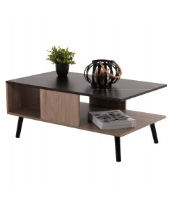 ΤΡΑΠΕΖΙ ΣΑΛΟΝΙΟΥ ΜΕ ΡΑΦΙ GUNNEZ HM9036.21 ΚΑΡΥΔΙ & ΟΨΗ ΜΑΥΡΟ ΜΑΡΜΑΡΟ 90x54x38.5Υεκ.