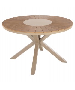 ΤΡΑΠΕΖΙ ΣΤΡΟΓΓΥΛΟ ΕΞ.ΧΩΡΟΥ MORIL HM6041.04 ΑΛΟΥΜΙΝΙΟ ΣΑΜΠΑΝΙ-POLYWOOD ΦΥΣΙΚΟ Φ120εκ.