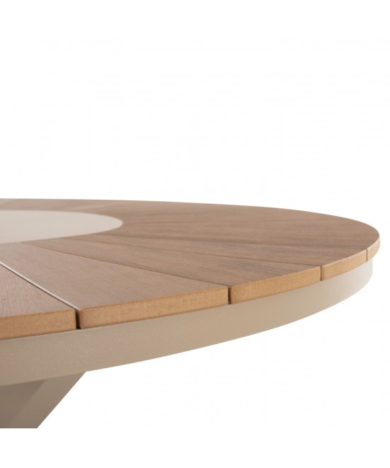 ΤΡΑΠΕΖΙ ΣΤΡΟΓΓΥΛΟ ΕΞ.ΧΩΡΟΥ MORIL HM6041.04 ΑΛΟΥΜΙΝΙΟ ΣΑΜΠΑΝΙ-POLYWOOD ΦΥΣΙΚΟ Φ120εκ.