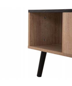 ΤΡΑΠΕΖΙ ΣΑΛΟΝΙΟΥ ΜΕ ΡΑΦΙ GUNNEZ HM9036.22 ΟΨΗ ΜΑΥΡΟ ΜΑΡΜΑΡΟ & ΟAK 90x54x38,5Υεκ.