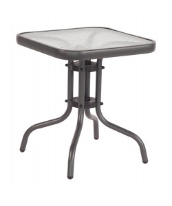 ΤΡΑΠΕΖΙ ΒΟΗΘΗΤΙΚΟ FIGO HM6067.01 ΜΕΤΑΛΛΙΚΟ ΓΚΡΙ-ΓΥΑΛΙΝΗ ΕΠΙΦΑΝΕΙΑ 45x45x51Yεκ