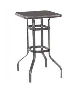 ΤΡΑΠΕΖΙ ΜΠΑΡ ΤΕΤΡΑΓΩΝΟ FIGGY HM6066.01 ΜΕΤΑΛΛΙΚΟ ΓΚΡΙ-ΓΥΑΛΙ ΑΣΦΑΛΕΙΑΣ 60x60x100Υεκ