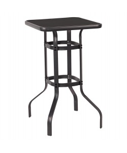 ΤΡΑΠΕΖΙ ΜΠΑΡ ΤΕΤΡΑΓΩΝΟ FIGGY HM6066.03 ΜΕΤΑΛΛΙΚΟ ΜΑΥΡΟ-ΓΥΑΛΙ ΑΣΦΑΛΕΙΑΣ 60x60x100Υεκ