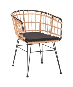 ΠΟΛΥΘΡΟΝΑ ΕΞ.ΧΩΡΟΥ ALLEGRA HM5456.11 ΜΕΤΑΛΛΟ&ΜΑΞΙΛΑΡΙ ΜΑΥΡΟ-WICKER ΜΠΕΖ 58x61x81Y