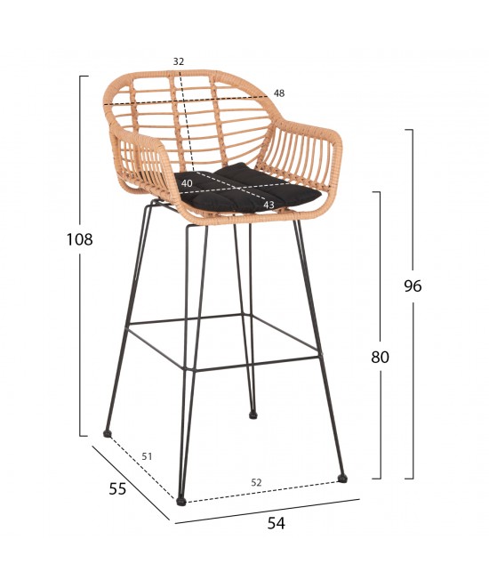 ΣΚΑΜΠΟ ΜΠΑΡ ΨΗΛΟ ALLEGRA HM5640.11 ΜΠΕΖ P.E. RATTAN-ΜΑΥΡΟ ΜΕΤΑΛΛΟ 54x55x108Υεκ. ΣΚΑΜΠΟ ΜΠΑΡ ΨΗΛΟ ALLEGRA HM5640.11 ΜΠΕΖ P.E. RATTAN-ΜΑΥΡΟ ΜΕΤΑΛΛΟ 54x55x108Υεκ.