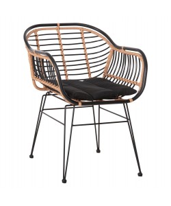 ΠΟΛΥΘΡΟΝΑ ALLEGRA HM5663.11 ΜΕΤΑΛ.ΣΚΕΛΕΤΟΣ-P.E.RATTAN ΜΠΕΖ-ΜΑΥΡΟ 58x59x81Υεκ