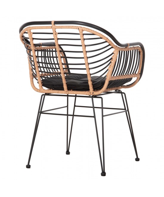 ΠΟΛΥΘΡΟΝΑ ALLEGRA HM5663.11 ΜΕΤΑΛ.ΣΚΕΛΕΤΟΣ-P.E.RATTAN ΜΠΕΖ-ΜΑΥΡΟ 58x59x81Υεκ
