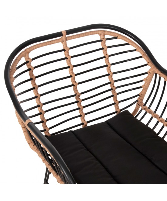 ΠΟΛΥΘΡΟΝΑ ALLEGRA HM5663.11 ΜΕΤΑΛ.ΣΚΕΛΕΤΟΣ-P.E.RATTAN ΜΠΕΖ-ΜΑΥΡΟ 58x59x81Υεκ