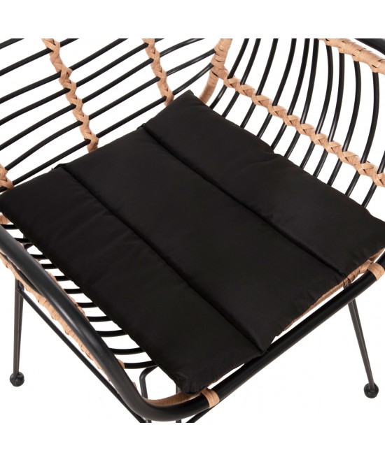 ΠΟΛΥΘΡΟΝΑ ALLEGRA HM5663.11 ΜΕΤΑΛ.ΣΚΕΛΕΤΟΣ-P.E.RATTAN ΜΠΕΖ-ΜΑΥΡΟ 58x59x81Υεκ