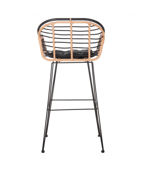 ΣΚΑΜΠΟ ΜΠΑΡ ALLEGRA HM5690.11 ΜΕΤΑΛΛΟ&ΜΑΞΙΛΑΡΙ ΜΑΥΡΟ-WICKER ΜΠΕΖ 55x54x108Υεκ.
