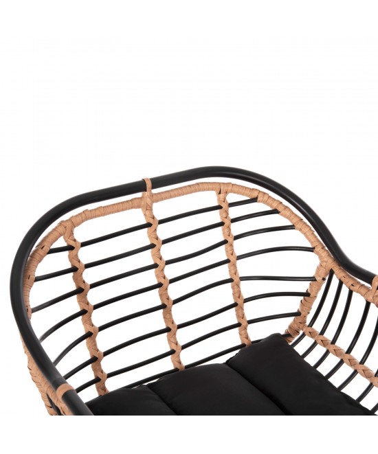 ΣΚΑΜΠΟ ΜΠΑΡ ALLEGRA HM5690.11 ΜΕΤΑΛΛΟ&ΜΑΞΙΛΑΡΙ ΜΑΥΡΟ-WICKER ΜΠΕΖ 55x54x108Υεκ.