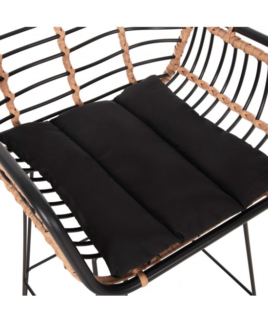ΣΚΑΜΠΟ ΜΠΑΡ ALLEGRA HM5690.11 ΜΕΤΑΛΛΟ&ΜΑΞΙΛΑΡΙ ΜΑΥΡΟ-WICKER ΜΠΕΖ 55x54x108Υεκ.