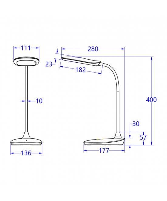 ΦΩΤΙΣΤΙΚΟ ΓΡΑΦΕΙΟΥ LED BLAIN HM4444.01 ΛΕΥΚΟ ABS 13,6x17,7x40Υ εκ.
