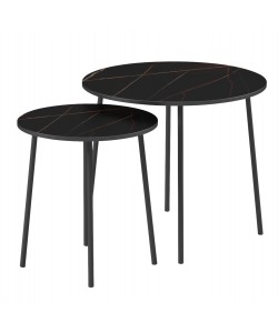 ΤΡΑΠΕΖΙΑ ΣΑΛΟΝΙΟΥ 2ΤΜΧ CUPPER HM9878.13 ΜΕΛΑΜΙΝΗ ΜΑΥΡΟ ΜΑΡΜΑΡΟ-ΜΑΥΡΟ ΜΕΤΑΛΛΟ