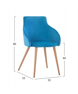 ΠΟΛΥΘΡΟΝΑΚΙ IVY ΒΕΛΟΥΔΟ ΓΑΛΑΖΙΟ ΚΑΙ ΜΕΤΑΛΛΙΚΑ ΠΟΔΙΑ HM8546.09 55x55x80Υ εκ.