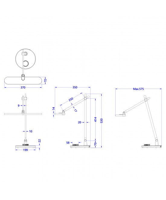 ΦΩΤΙΣΤΙΚΟ ΓΡΑΦΕΙΟΥ LED BLAIN PRO HM4446.07 ΓΚΡΙ ΒΑΣΗ ABS-ΓΚΡΙ ΑΛΟΥΜΙΝΙΟ 57,5x53Υεκ.