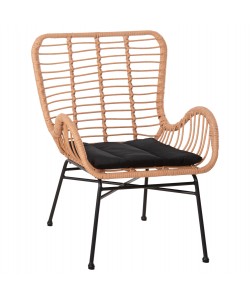 ΠΟΛΥΘΡΟΝΑ ΣΤΥΛ ΜΠΕΡΖΕΡΑΣ ALLEGRA HM5704.11 P.E.RATTAN ΜΠΕΖ-ΜΑΥΡΟ ΜΕΤΑΛΛΟ 66x59x90Υεκ.