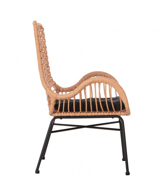 ΠΟΛΥΘΡΟΝΑ ΣΤΥΛ ΜΠΕΡΖΕΡΑΣ ALLEGRA HM5704.11 P.E.RATTAN ΜΠΕΖ-ΜΑΥΡΟ ΜΕΤΑΛΛΟ 66x59x90Υεκ.