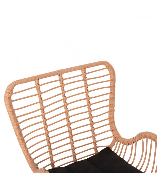 ΠΟΛΥΘΡΟΝΑ ΣΤΥΛ ΜΠΕΡΖΕΡΑΣ ALLEGRA HM5704.11 P.E.RATTAN ΜΠΕΖ-ΜΑΥΡΟ ΜΕΤΑΛΛΟ 66x59x90Υεκ.