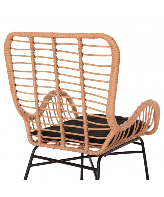 ΠΟΛΥΘΡΟΝΑ ΣΤΥΛ ΜΠΕΡΖΕΡΑΣ ALLEGRA HM5704.11 P.E.RATTAN ΜΠΕΖ-ΜΑΥΡΟ ΜΕΤΑΛΛΟ 66x59x90Υεκ.
