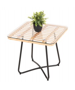 ΤΡΑΠΕΖΑΚΙ GERRY HM5717.11 ΜΕ WICKER ΜΠΕΖ-ΜΑΥΡΟ ΜΕΤΑΛ.ΣΚΕΛΕΤΟ 50x50x47,5Υεκ.